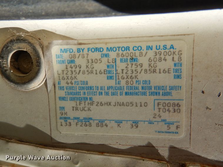 image for item GA9116 1988 Ford F250  pickup truck