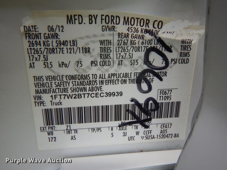 image for item GF9243 2012 Ford F250 Super Duty  Crew Cab pickup truck