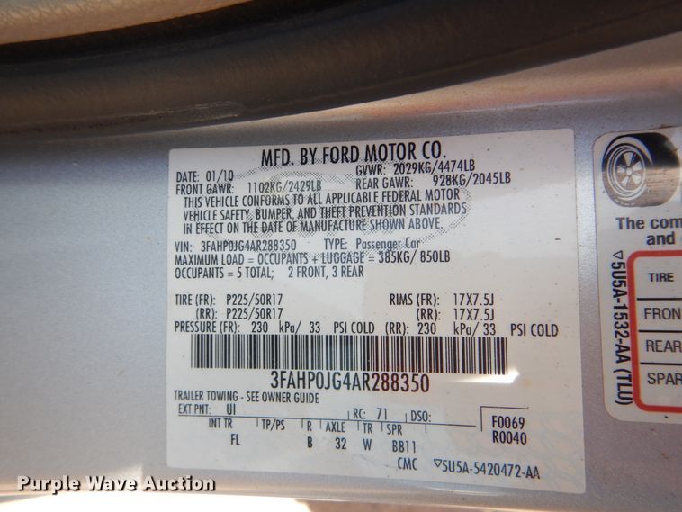 image for item GO9857 2010 Ford Fusion