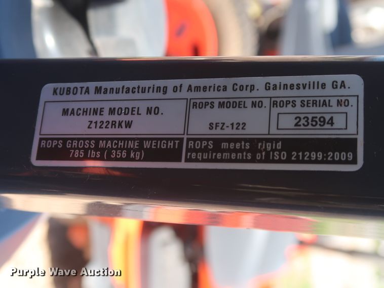 image for item GS9967 2016 Kubota Z122RKW ZTR lawn mower