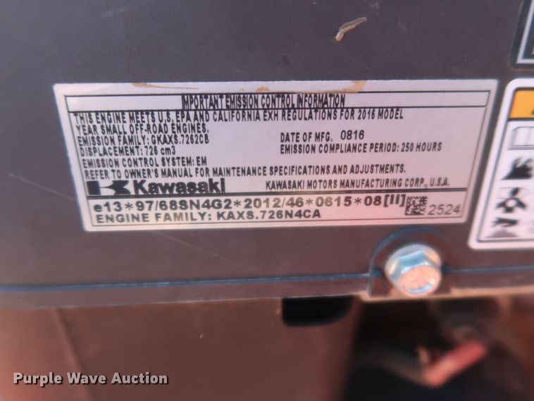 image for item GS9967 2016 Kubota Z122RKW ZTR lawn mower