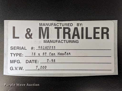 image for item GS9980 1999 L&M utility trailer