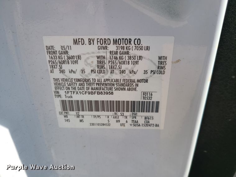 image for item GT9072 2011 Ford F150  SuperCab pickup truck