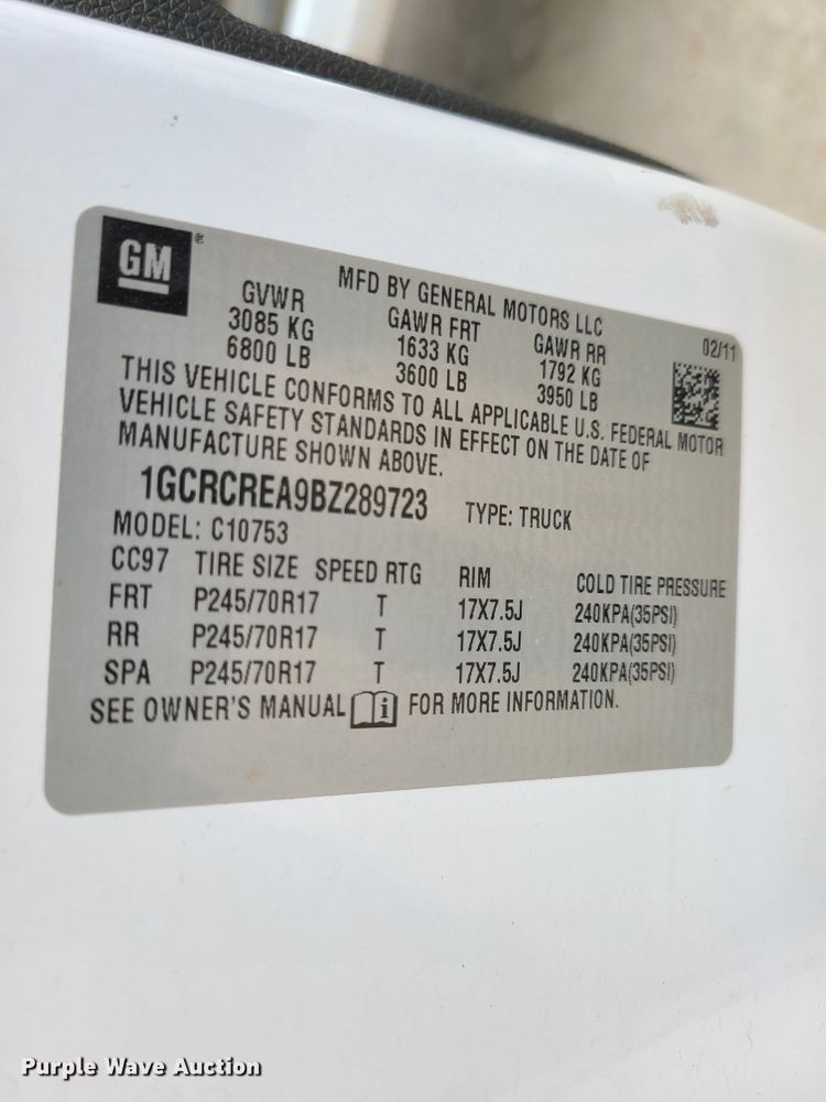 image for item GT9076 2011 Chevrolet Silverado 1500  Ext. Cab pickup truck