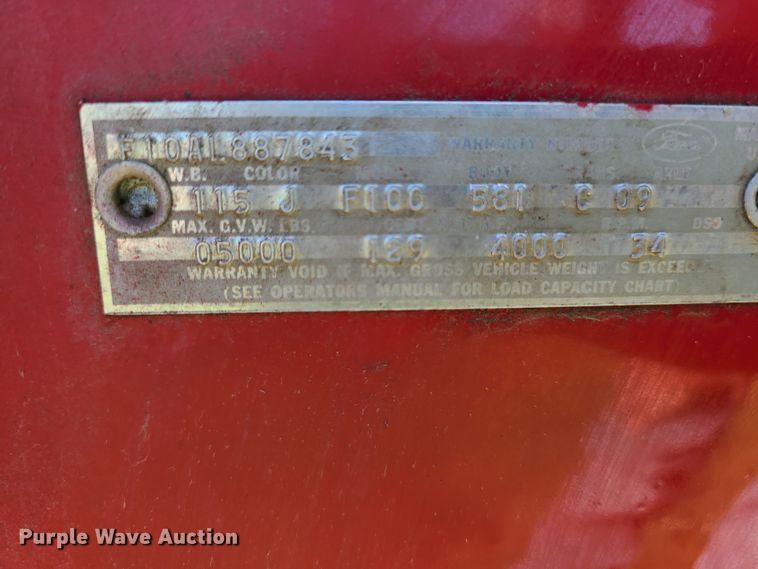 image for item GT9103 1966 Ford F100  pickup truck