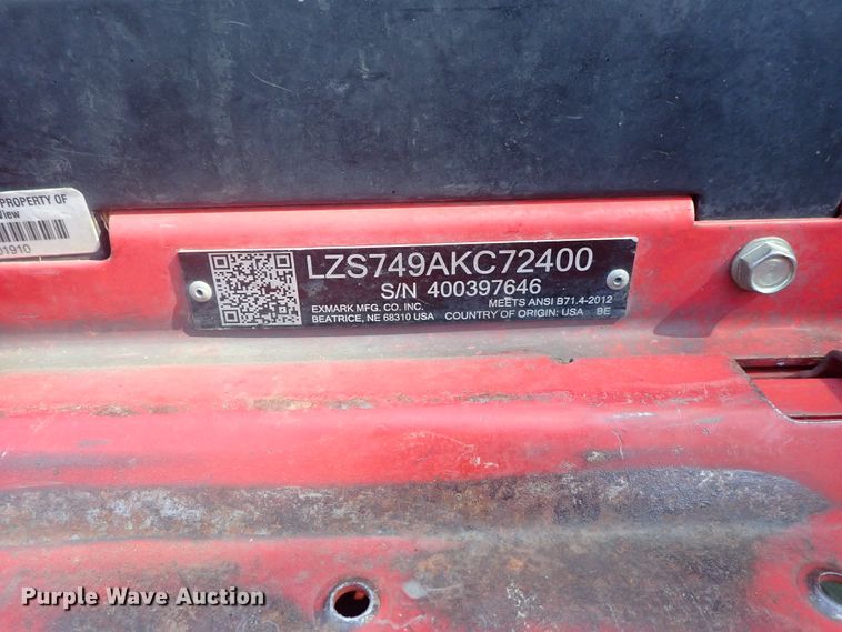 image for item GW9458 Ex Mark LZS749AKC72400 ZTR lawn mower