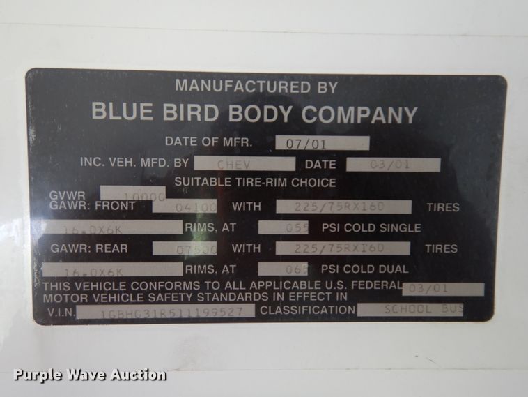 image for item HA9279 2001 Chevrolet Express 3500  school bus