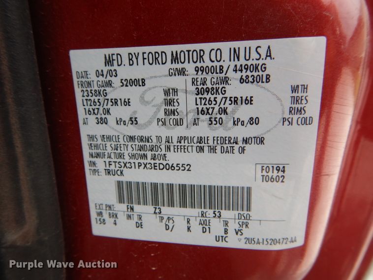 image for item HM9600 2003 Ford F350 Super Duty XLT  SuperCab pickup truck