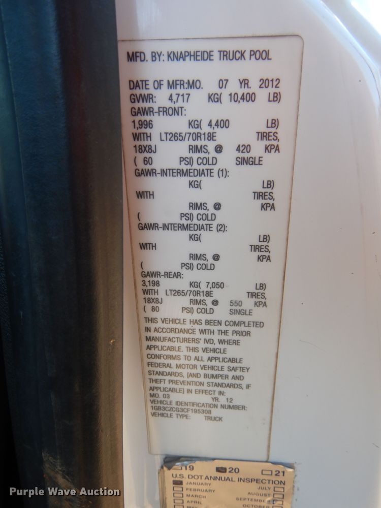 image for item HS9645 2012 Chevrolet Silverado 3500HD  utility bed pickup truck