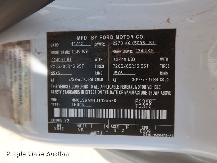 image for item HT9542 2013 Ford Transit Connect  van