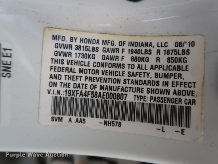 image for item HT9547 2010 Honda Civic