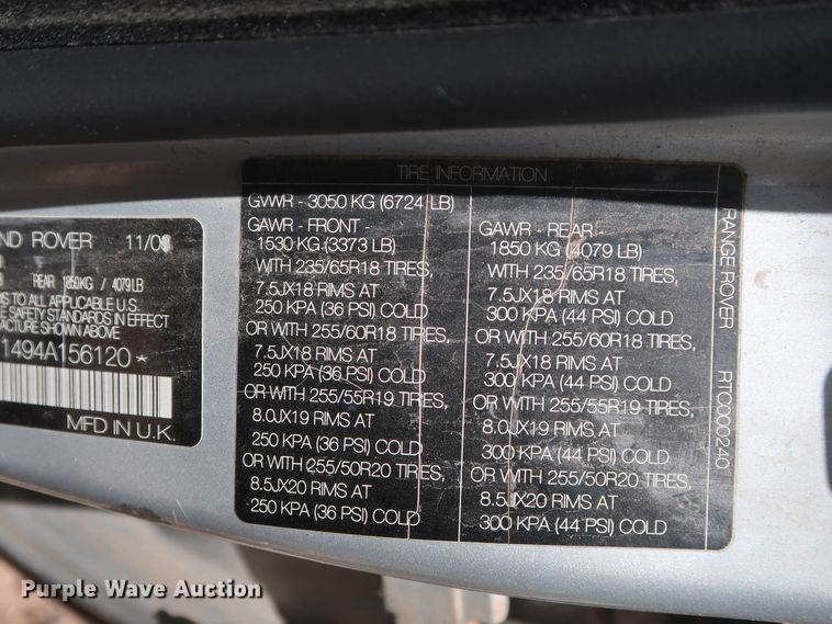 image for item HT9549 2004 Land Rover Range Rover  SUV