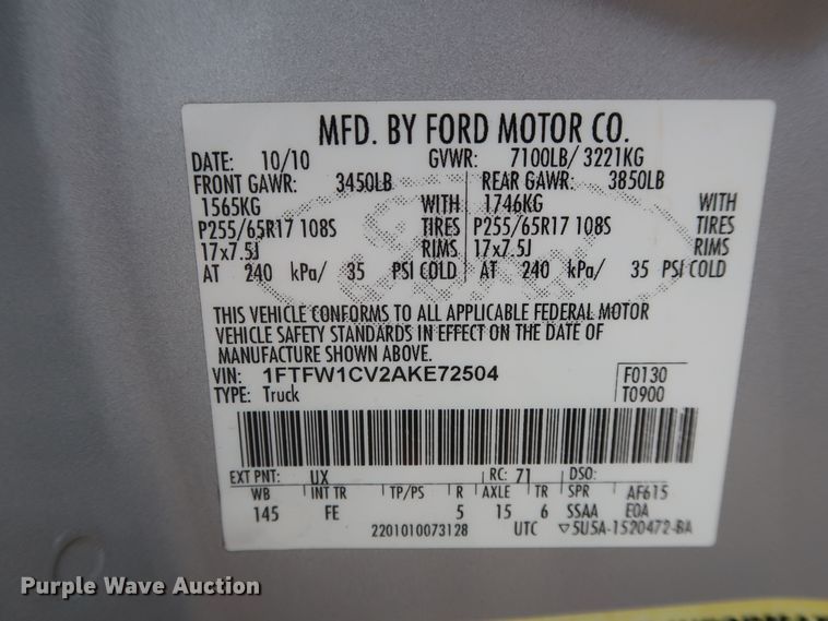 image for item HT9554 2010 Ford F150 XLT  SuperCrew pickup truck