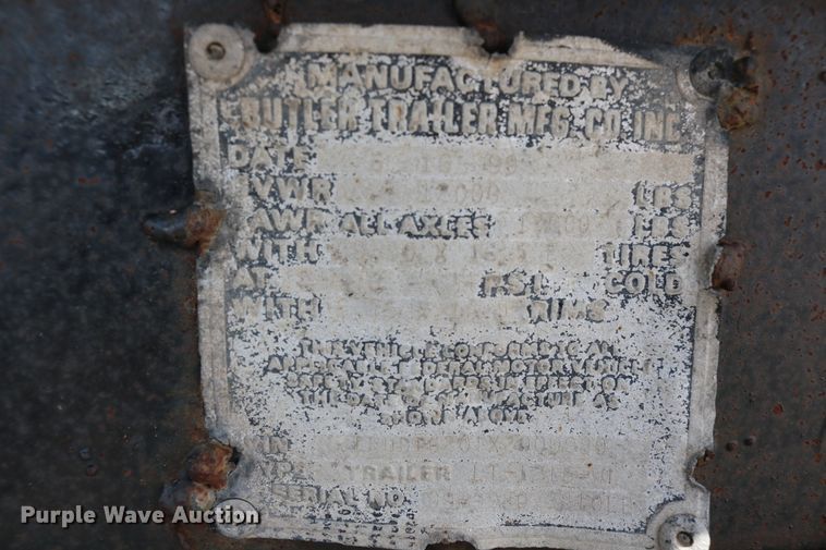 image for item DD5392 1999 Butler LT-12L6-WI tilt deck equipment trailer