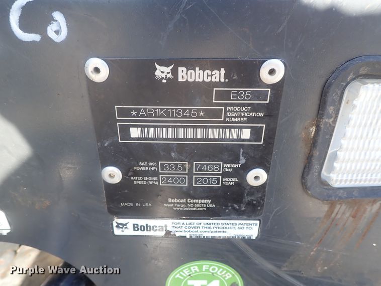 image for item DG2257 2015 Bobcat E35  mini excavator
