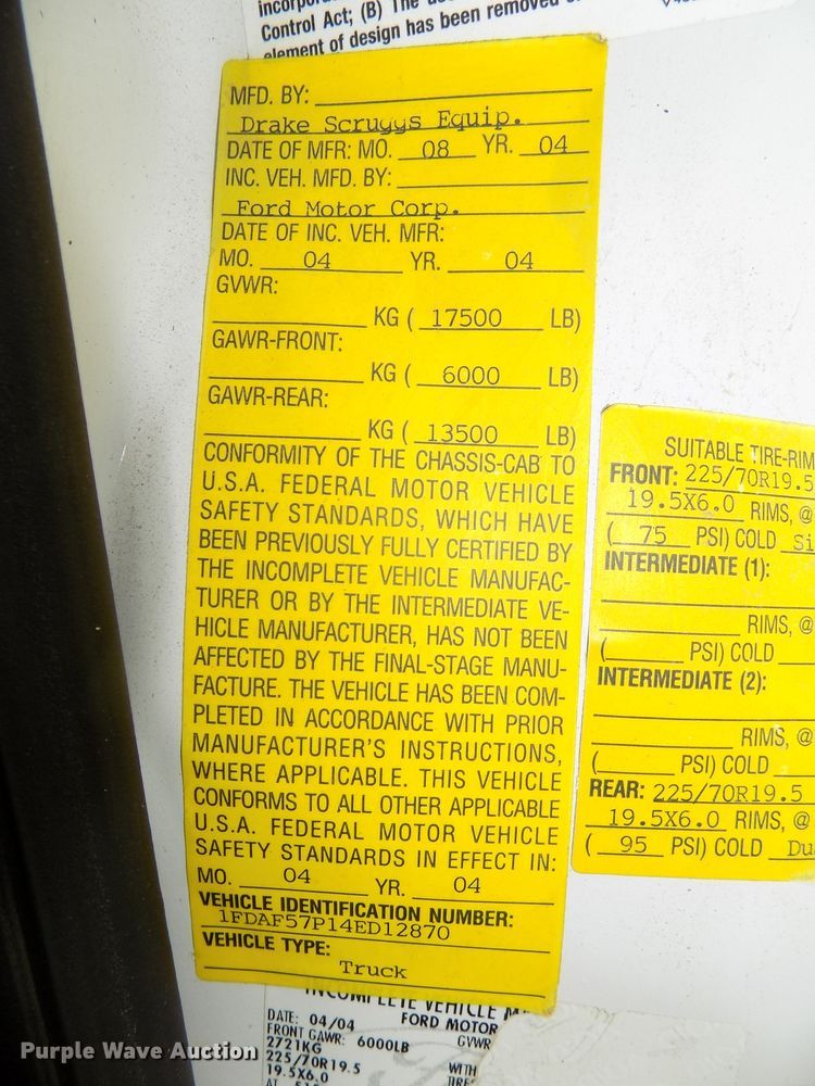 image for item DG2641 2004 Ford F550 Super Duty XL  dump truck