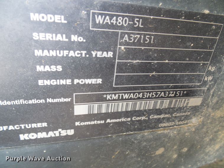 image for item DG5718 2006 Komatsu WA480-5L  wheel loader