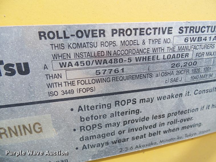 image for item DG5718 2006 Komatsu WA480-5L  wheel loader