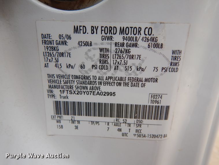 image for item DG6835 2007 Ford F250 Super Duty  SuperCab pickup truck