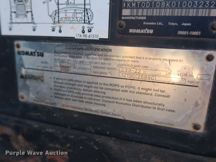 image for item DH0926 2010 Komatsu D39EX-22  dozer