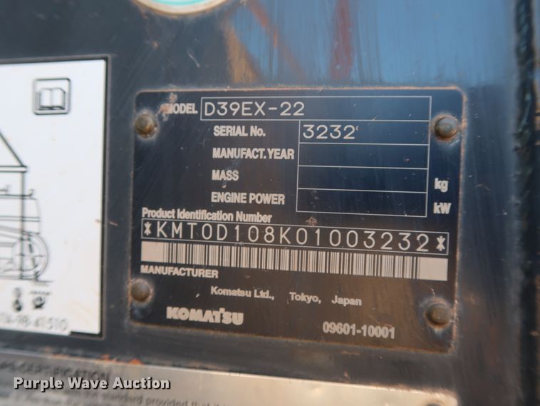 image for item DH0926 2010 Komatsu D39EX-22  dozer