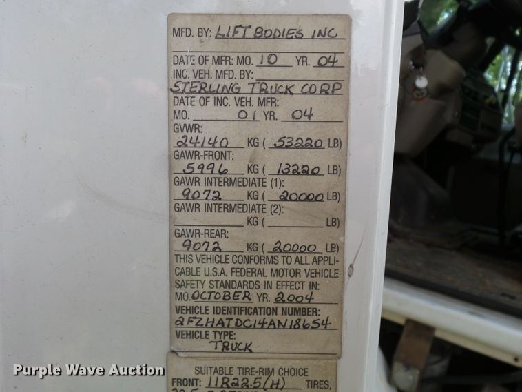 image for item DH3797 2004 Sterling L-Line  flatbed truck with forklift