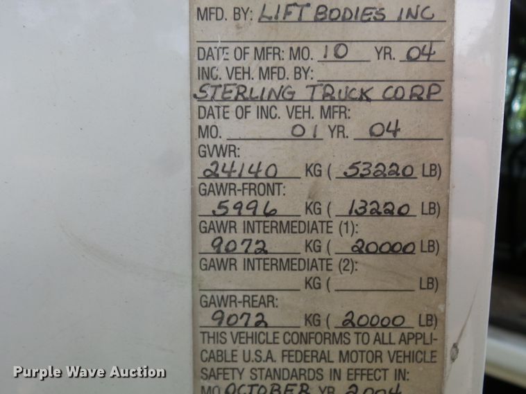 image for item DH3797 2004 Sterling L-Line  flatbed truck with forklift