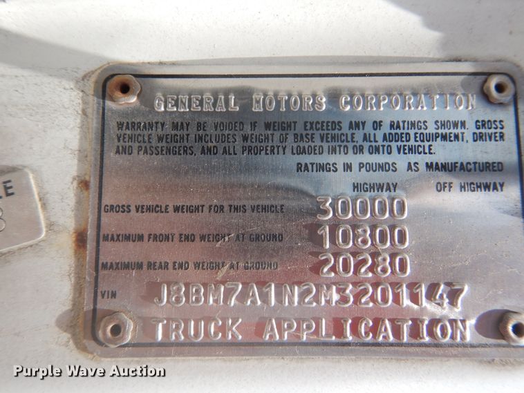 image for item DH5118 1991 Chevrolet Tiltmaster  dump truck