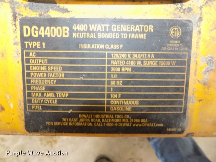 image for item DO9300 (2) DeWalt DG440B generators