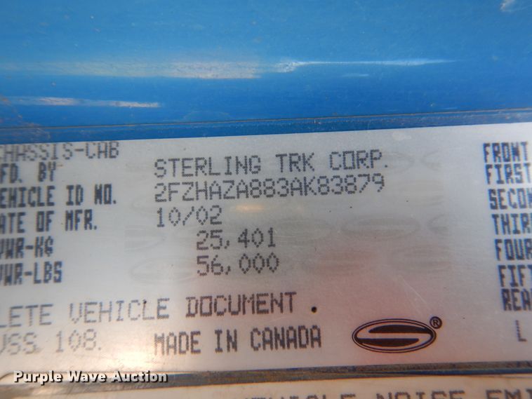 image for item FX9193 2003 Sterling L-Line  dump truck