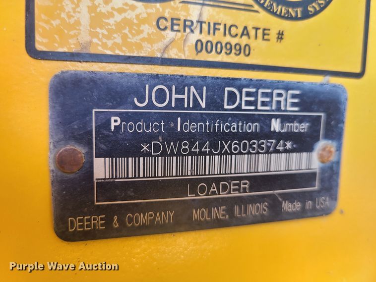 image for item GT9104 2006 John Deere 844J  wheel loader