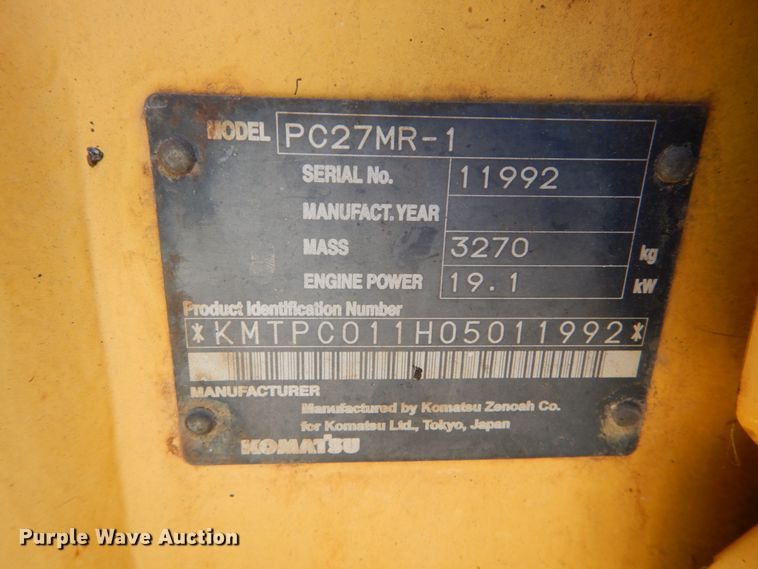 image for item GV9067 2003 Komatsu PC27MRX  mini excavator