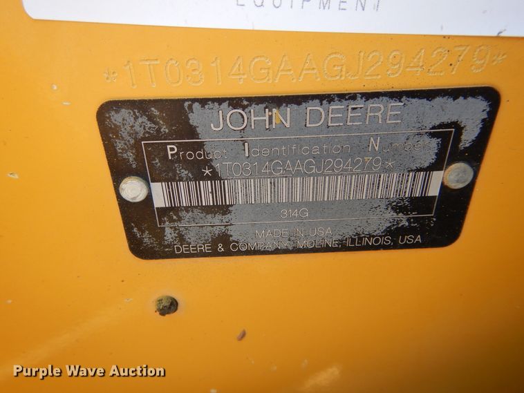 image for item HS9692 2016 John Deere 314G  skid steer loader
