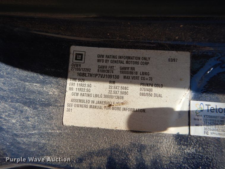 image for item HS9693 1997 Chevrolet C7500  dump truck