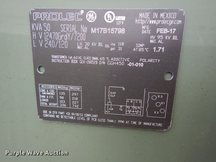 image for item HC9541 (3) Prolec stainless steel transformers