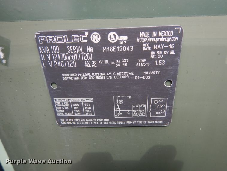 image for item HC9547 (3) Prolec stainless steel transformers