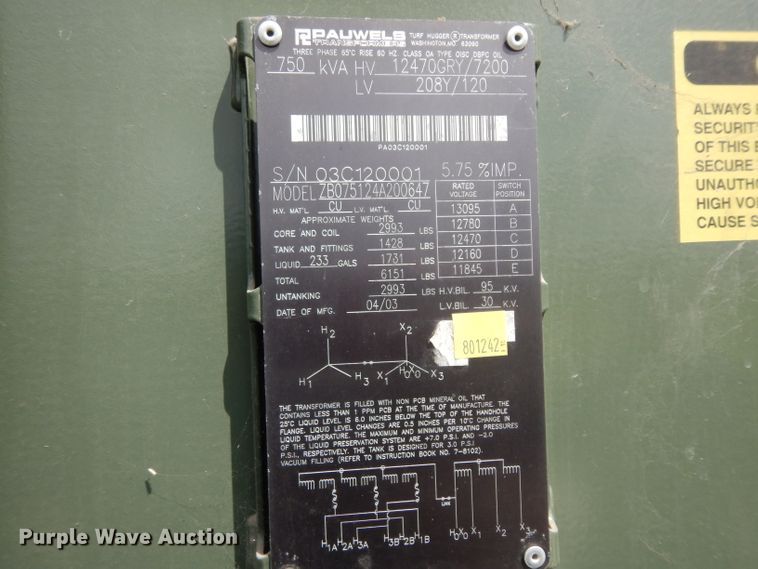 image for item HC9552 2003 Pauwel transformer