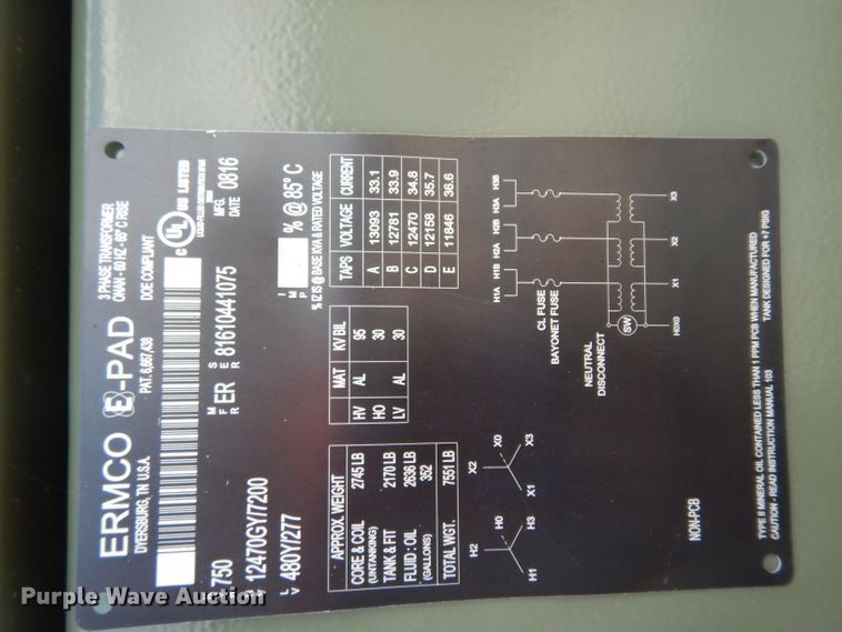 image for item HC9557 2016 Ermco transformer