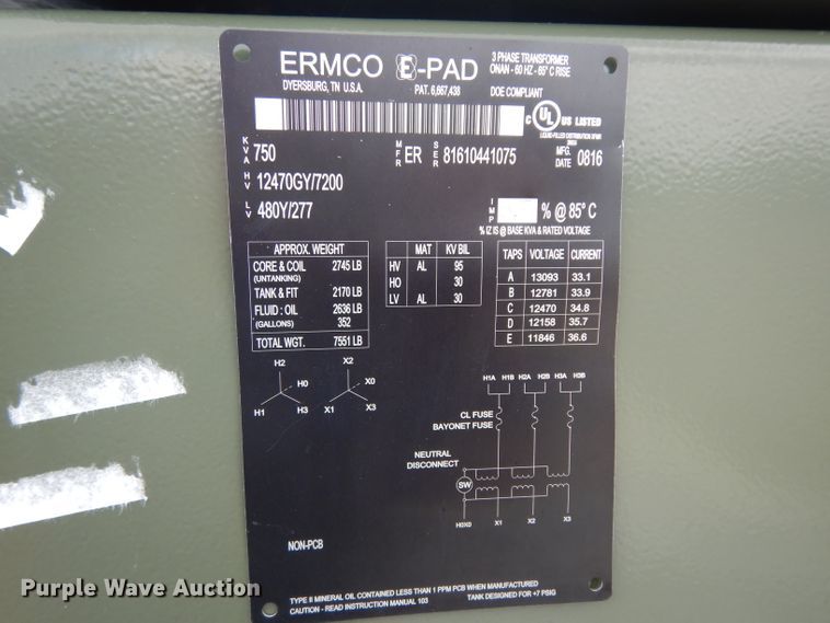 image for item HC9557 2016 Ermco transformer