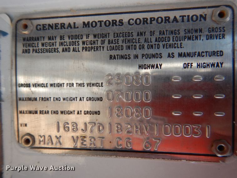 image for item DH5502 1987 Chevrolet C70  dump truck