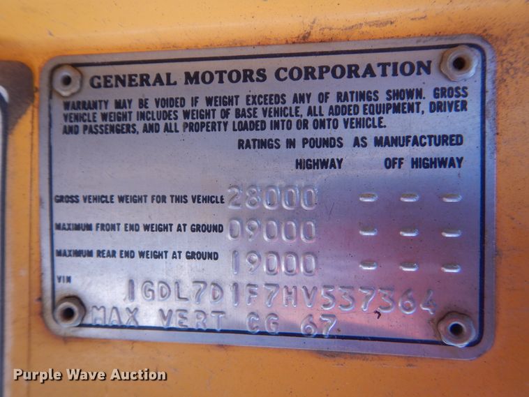 image for item DH5505 1987 GMC C7000  dump truck