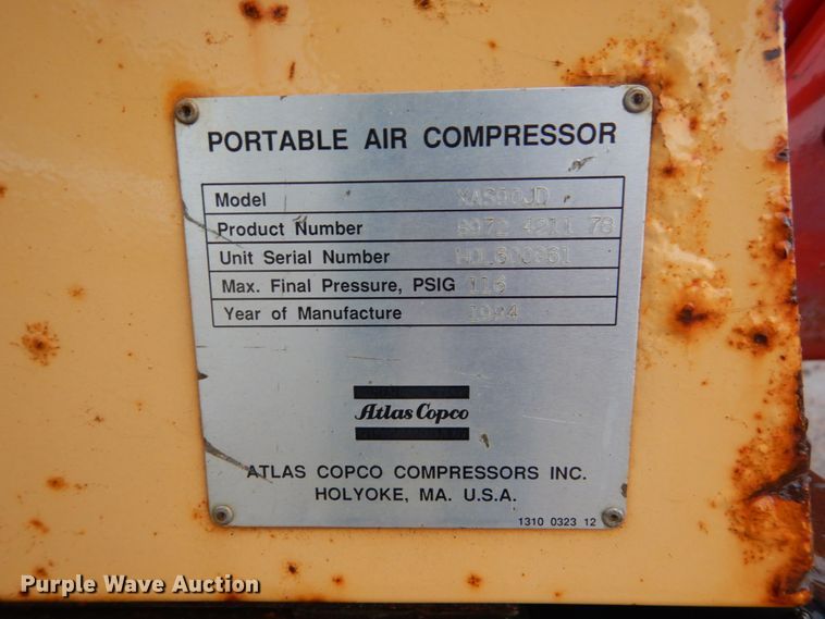 image for item DH5512 1994 Atlas Copco XAS90JD  air compressor