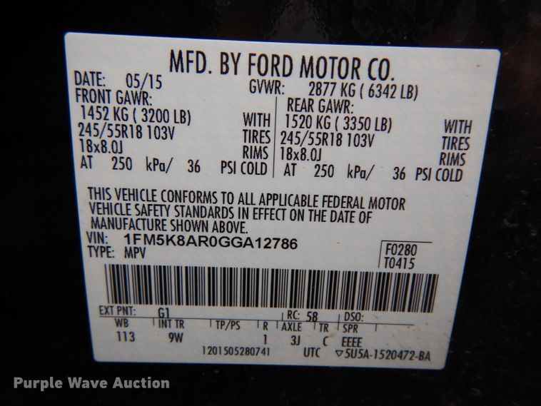 image for item DH5517 2016 Ford Explorer Police  SUV