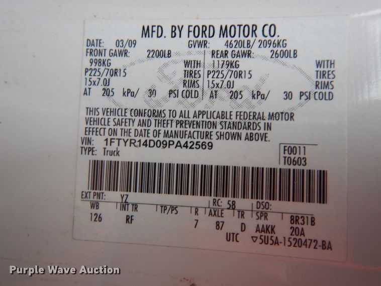 image for item DH5520 2009 Ford Ranger  SuperCab pickup truck