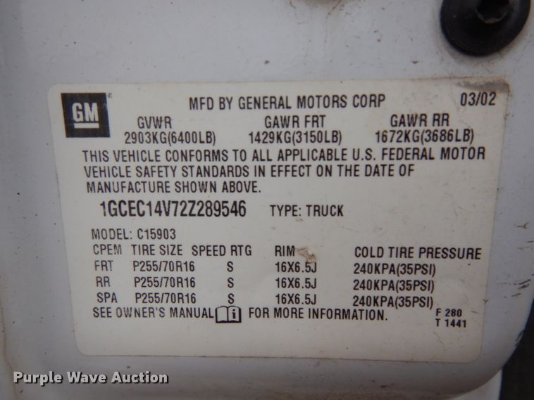 image for item DH5521 2002 Chevrolet Silverado 1500  pickup truck