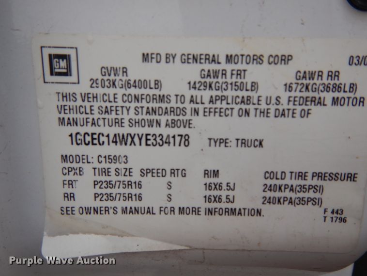 image for item DH5522 2000 Chevrolet Silverado 1500  pickup truck