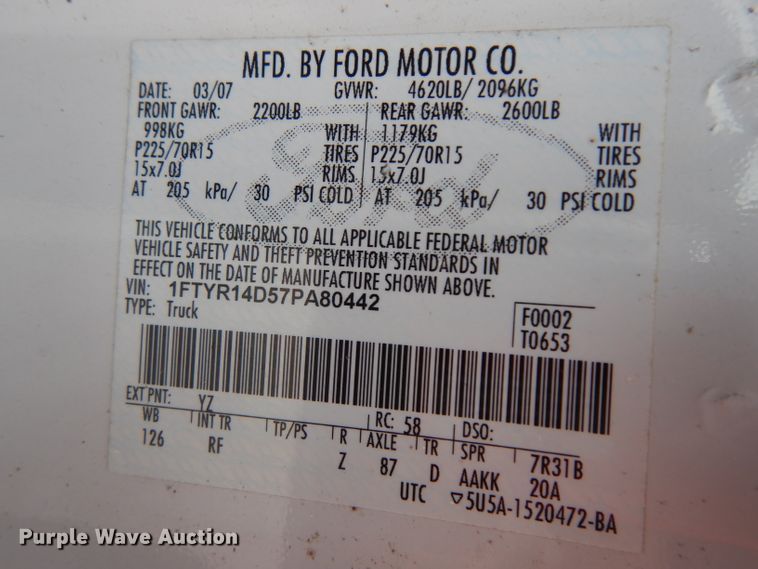 image for item DH5524 2007 Ford Ranger  SuperCab pickup truck