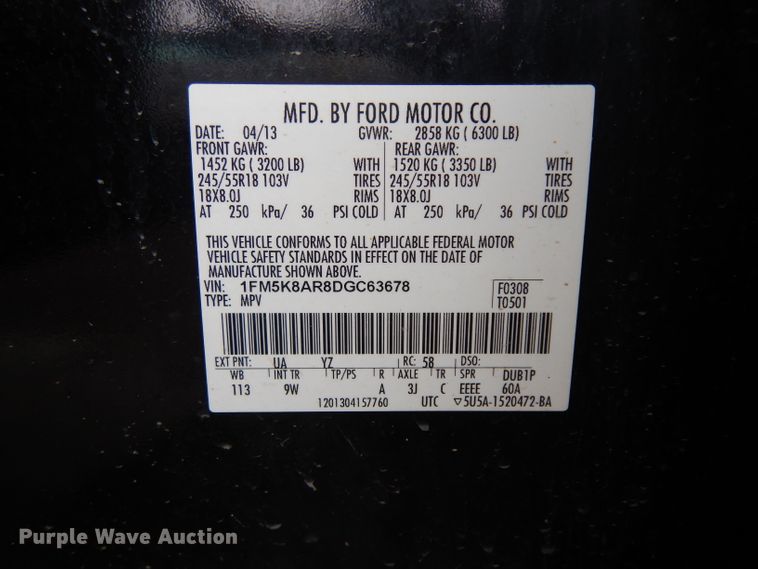 image for item DH5525 2013 Ford Explorer Police  SUV