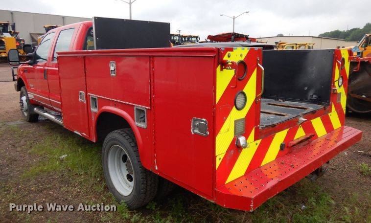 image for item DH5529 2004 Ford F550 Super Duty  Crew Cab utility bed truck