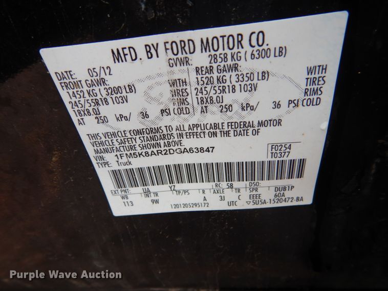 image for item DH5542 2013 Ford Explorer Police  SUV